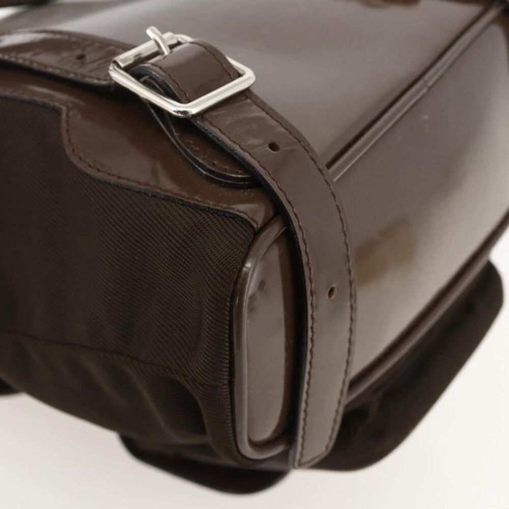 Gucci Vintage Bamboo Backpack Nylon And Patent Leather Brown Nylon Backpack Bag - Picture 12 of 16